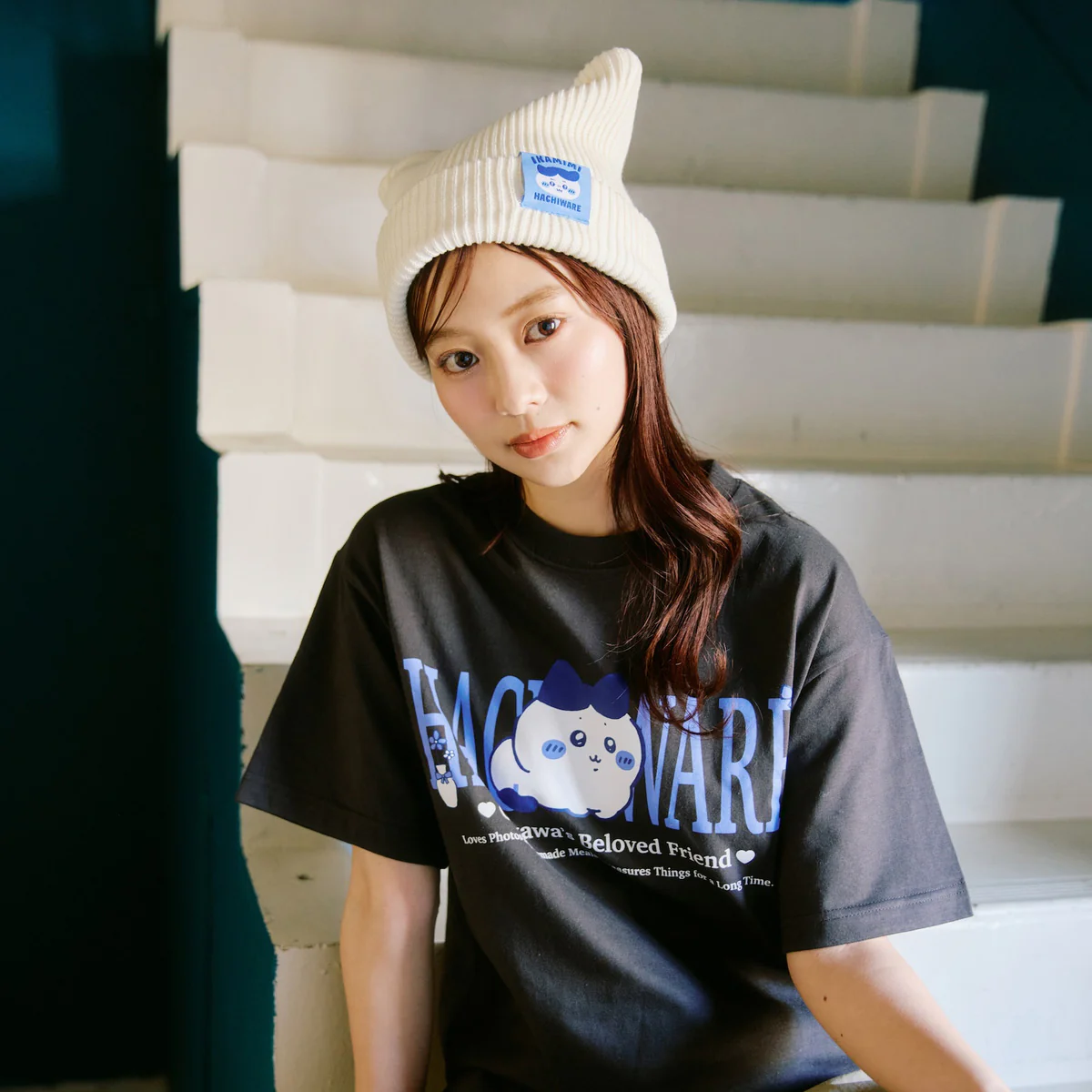 ちいかわ ニットキャップ ハチワレシリーズ ホワイト - Image 3