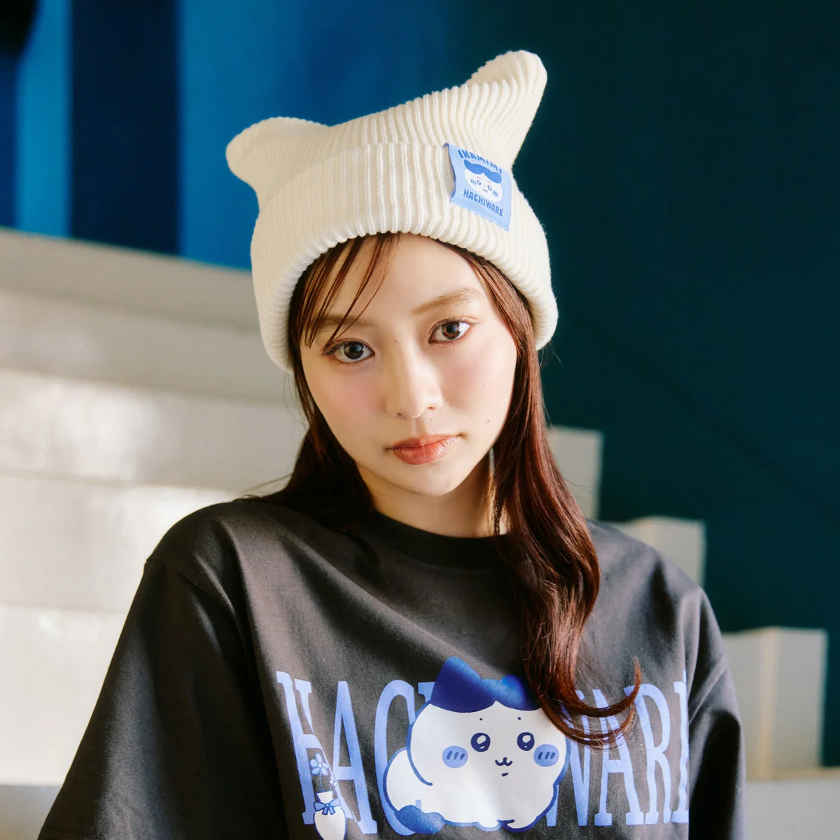 ちいかわ ニットキャップ ハチワレシリーズ ホワイト - Image 4