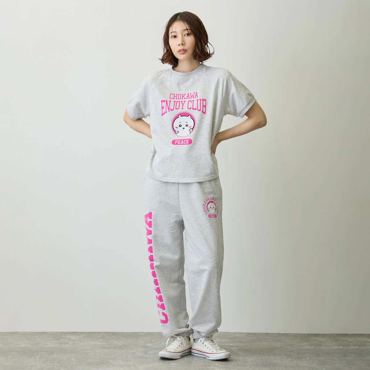 ちいかわ Tシャツ ピース ちいかわ 杢グレー - Image 11