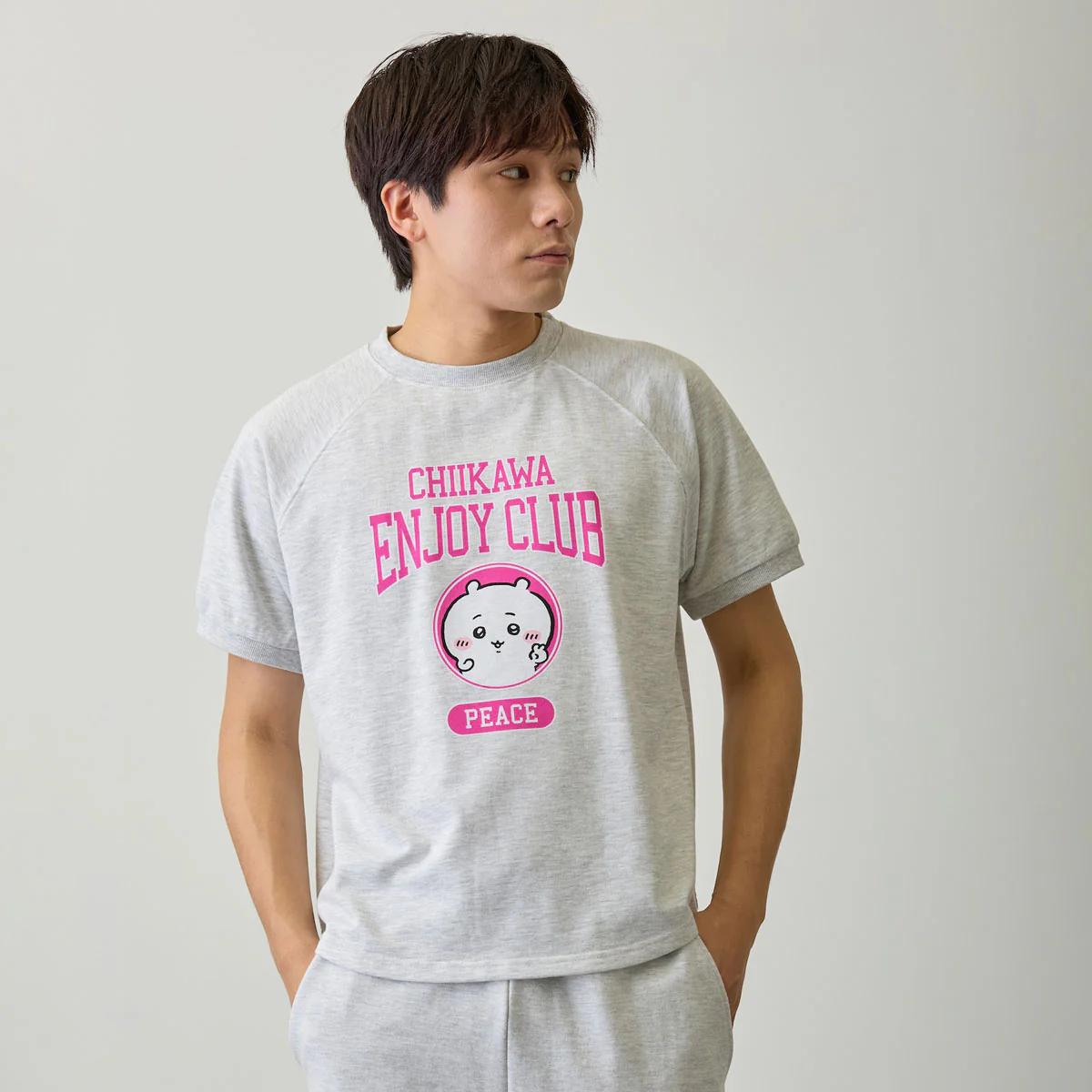 ちいかわ Tシャツ ピース ちいかわ 杢グレー - Image 7