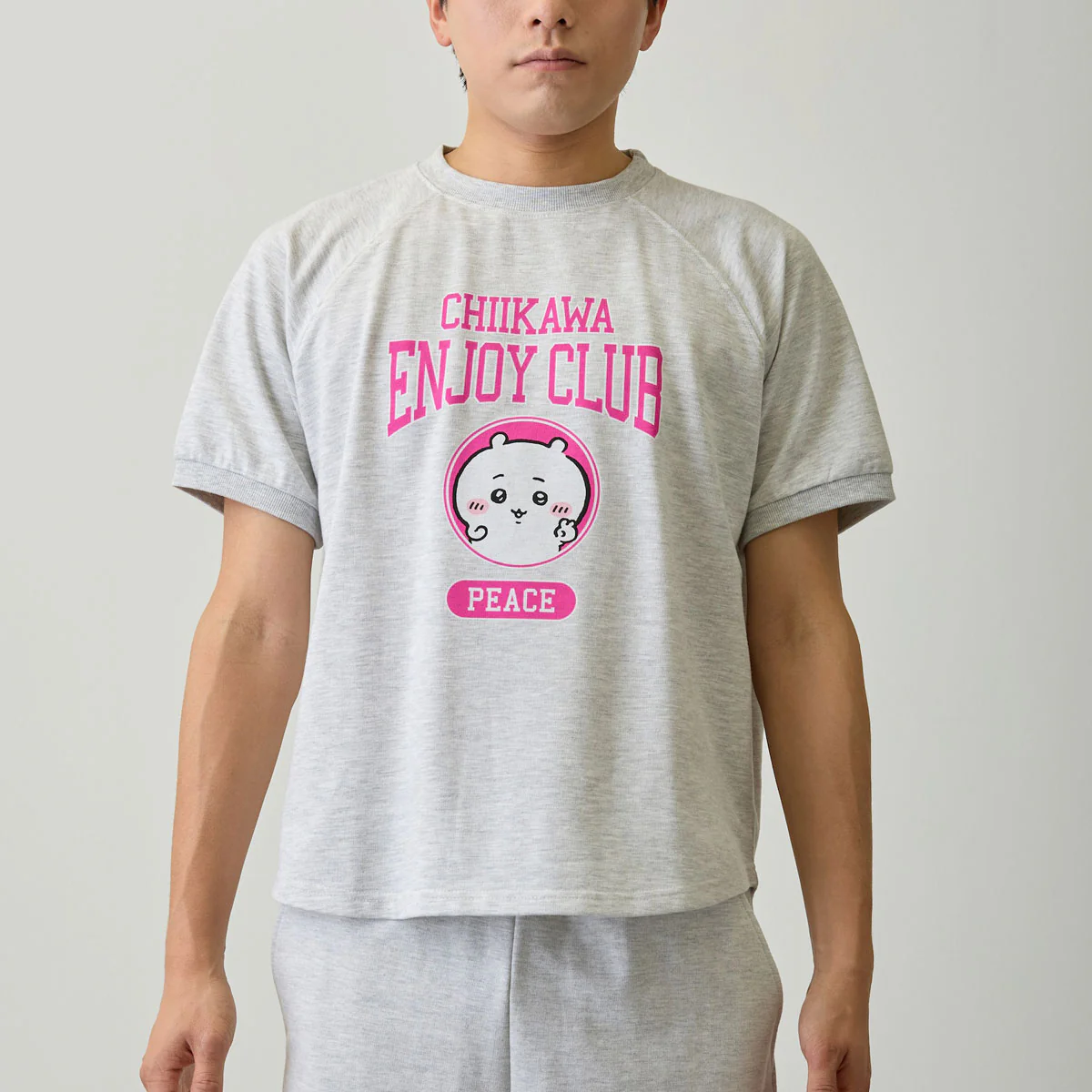 ちいかわ Tシャツ ピース ちいかわ 杢グレー - Image 8