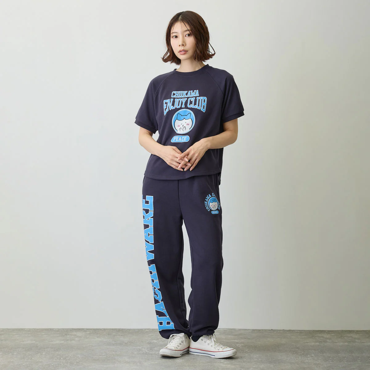 ちいかわ Tシャツ ピース ハチワレ ネイビー - Image 10