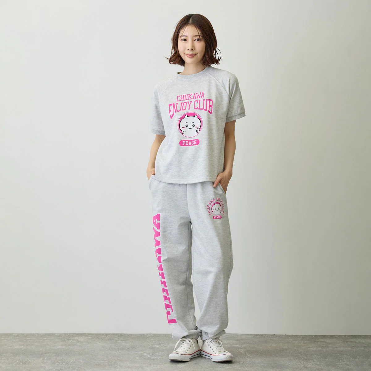 ちいかわ スウェットパンツ ピース ちいかわ 杢グレー - Image 11