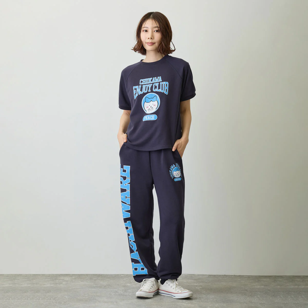 ちいかわ スウェットパンツ ピース ハチワレ ネイビー - Image 11