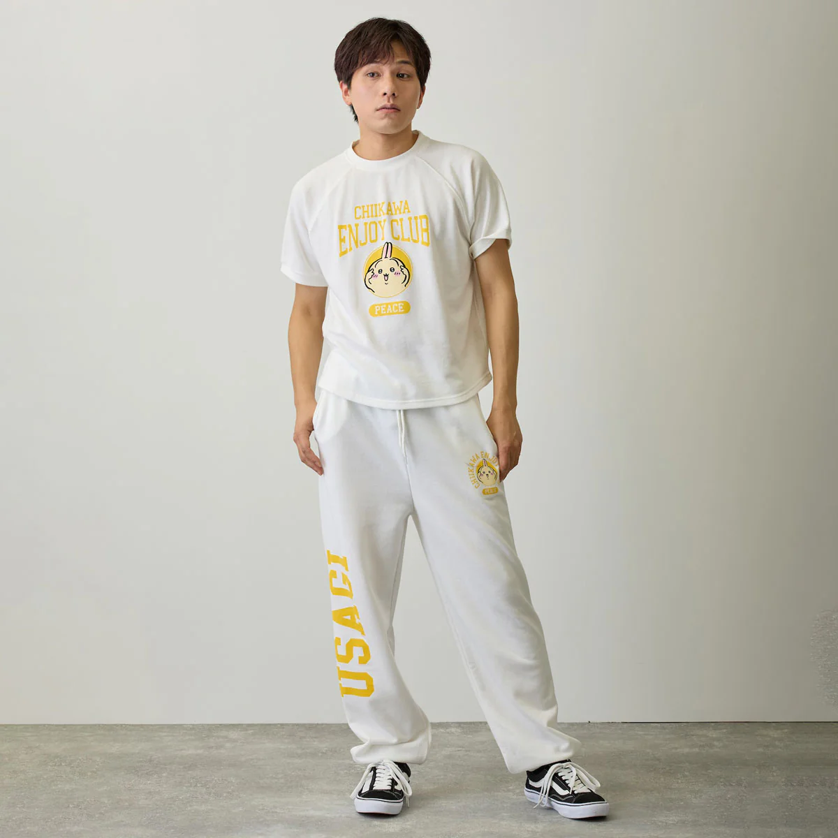 ちいかわ スウェットパンツ ピース うさぎ ホワイト - Image 5