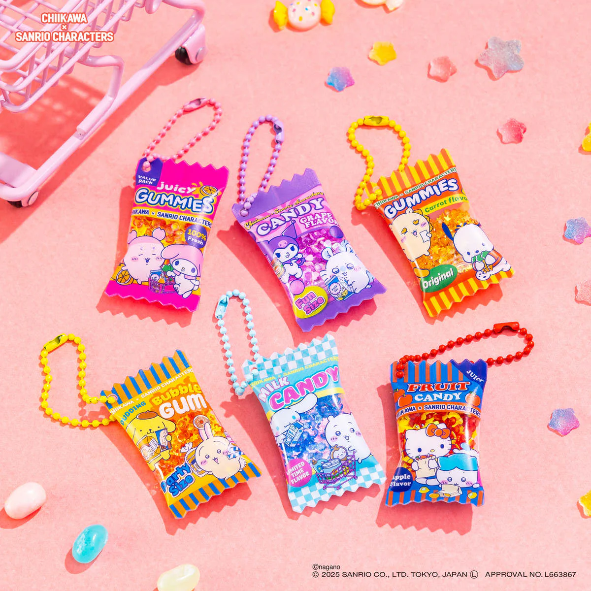 ちいかわ×サンリオキャラクターズ スーパーマーケットなシャカシャカおかしキーホルダー(うさぎとポムポムプリン) - Image 2