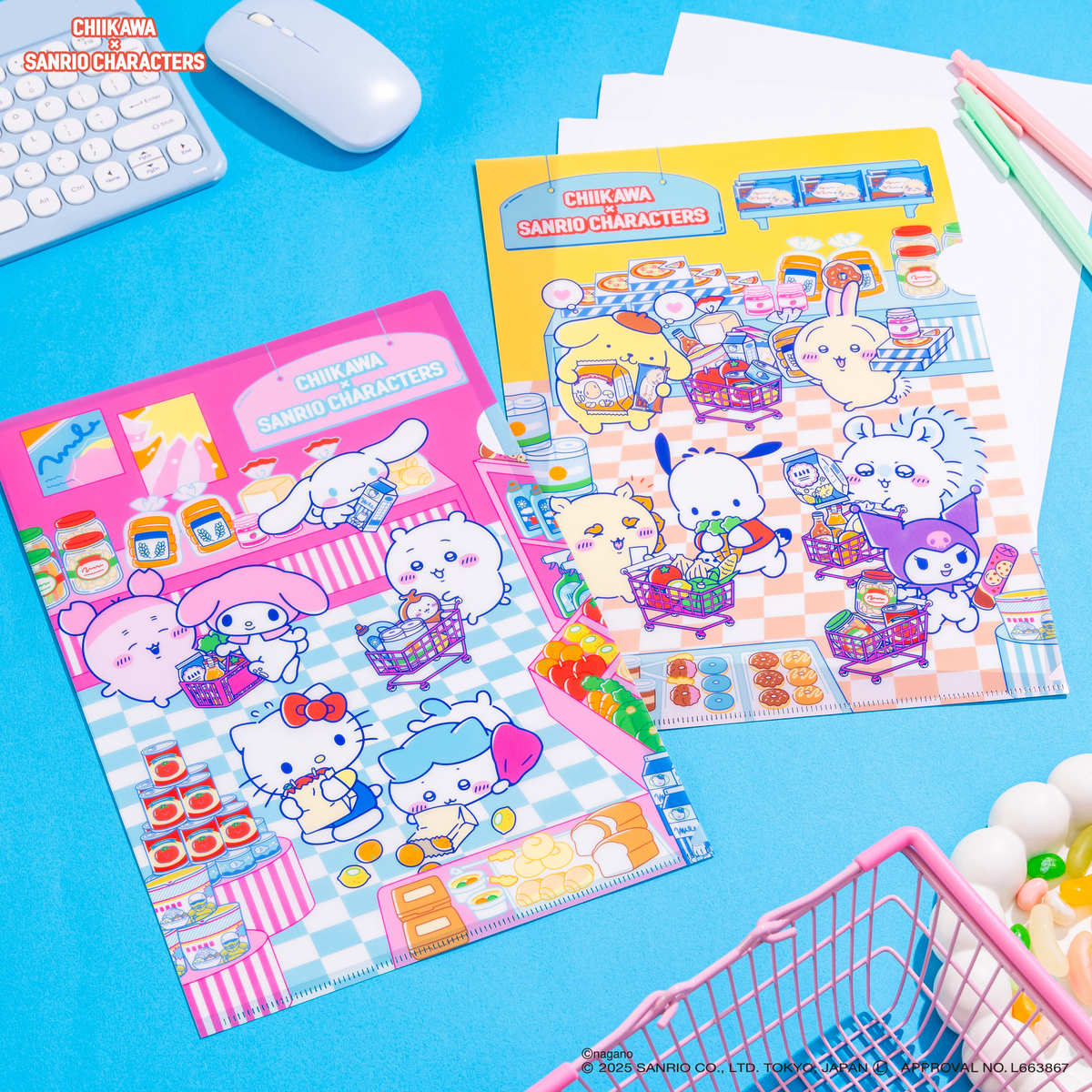 ちいかわ×サンリオキャラクターズ スーパーマーケットなクリアファイル（ピンク） - Image 2