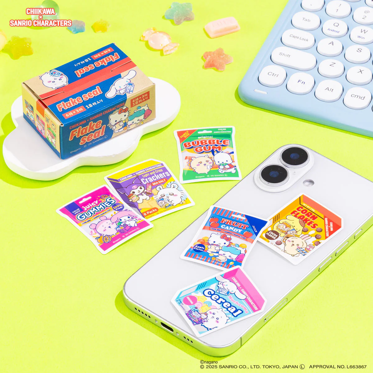 ちいかわ×サンリオキャラクターズ スーパーマーケットな箱付きフレークシール - Image 2
