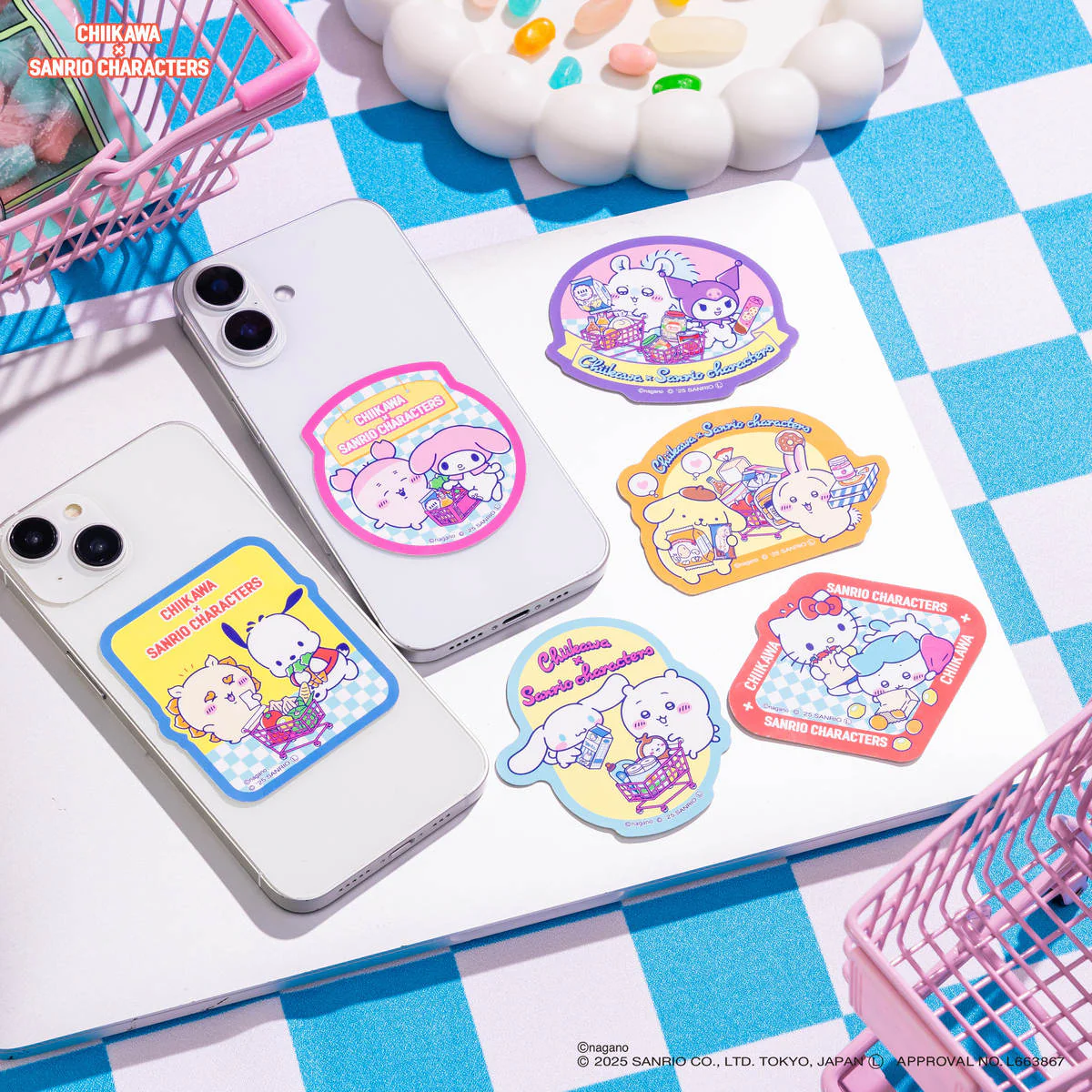 ちいかわ×サンリオキャラクターズ スーパーマーケットなスマホに貼れるサイズのステッカー（シーサーとポチャッコ） - Image 2