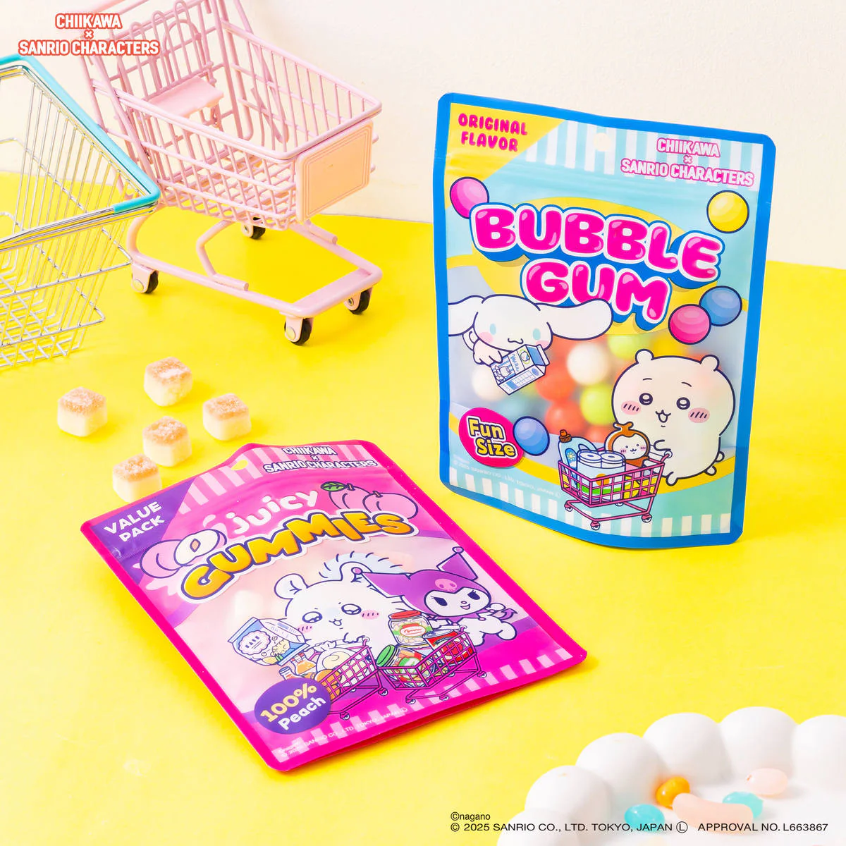 ちいかわ×サンリオキャラクターズ スーパーマーケットなジッパーバッグ 5枚入（モモンガとクロミ） - Image 2