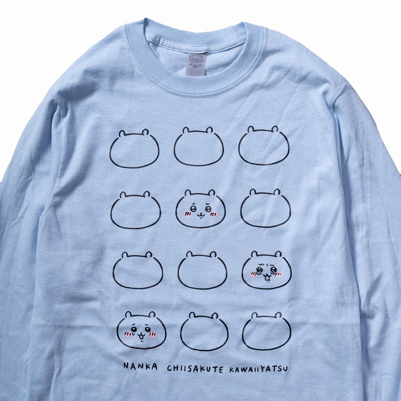 ちいかわ FACE L/S Tシャツ ライトブルー - Image 4