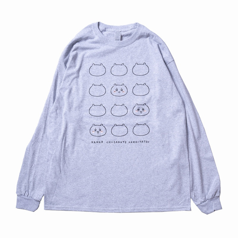 ちいかわ FACE L/S Tシャツ 杢グレー - Image 2