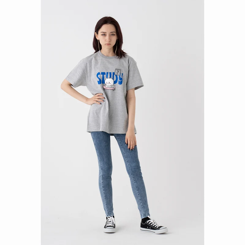 ちいかわ お勉強 Tシャツ(杢グレー) - Image 3
