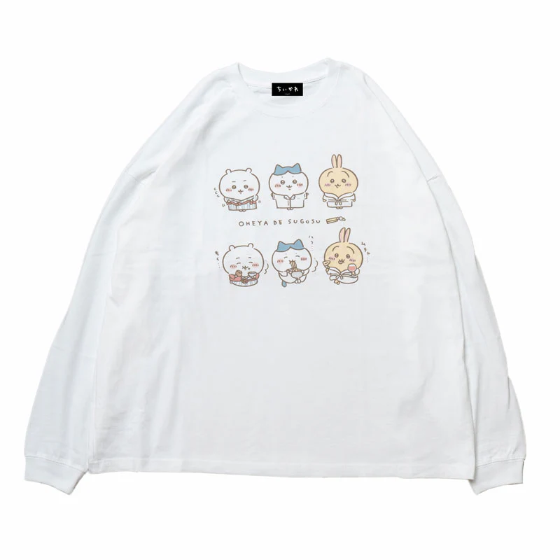 ちいかわ観光 ビックシルエットL/S Tシャツ 部屋で過ごす(ホワイト) - Image 2