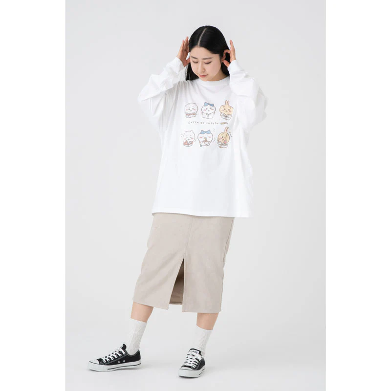 ちいかわ観光 ビックシルエットL/S Tシャツ 部屋で過ごす(ホワイト) - Image 5