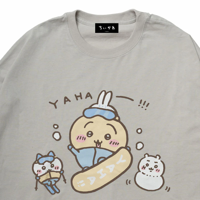 ちいかわ観光 ビックシルエットL/S Tシャツ うさぎスノボ(グレー) - Image 11