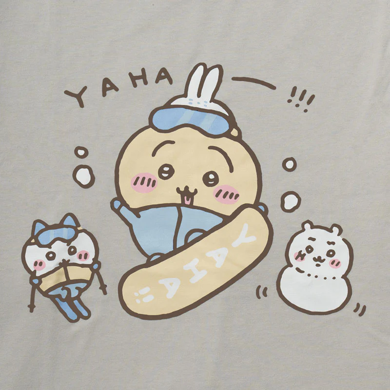 ちいかわ観光 ビックシルエットL/S Tシャツ うさぎスノボ(グレー) - Image 12