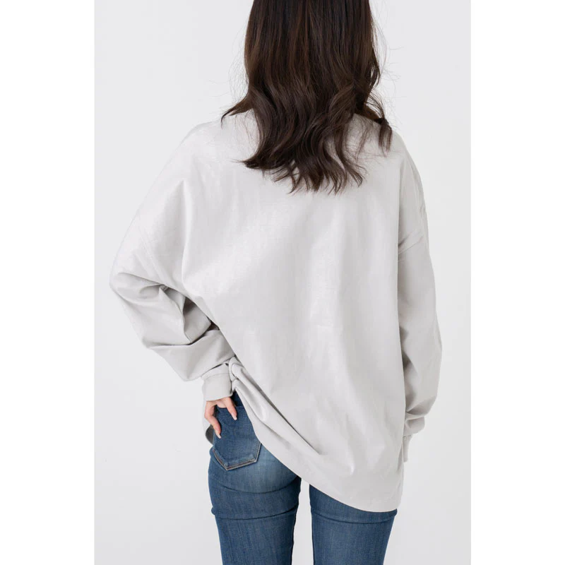 ちいかわ観光 ビックシルエットL/S Tシャツ うさぎスノボ(グレー) - Image 5