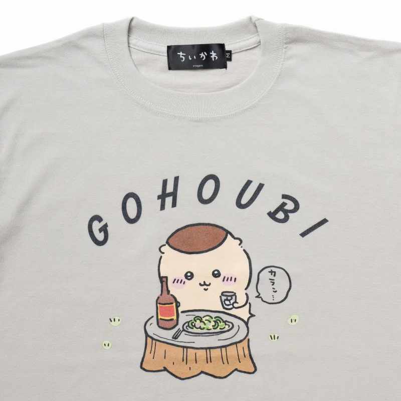 ちいかわ Tシャツ 栗まんじゅう ご褒美 フロストグレー - Image 6