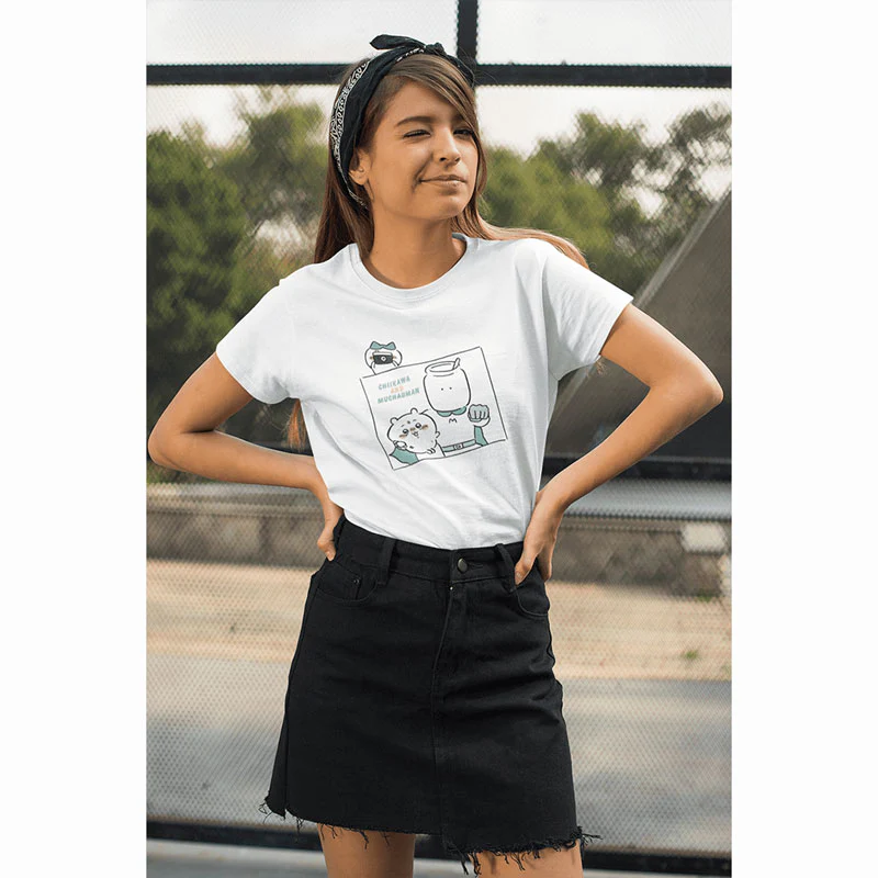 ちいかわ Tシャツ むちゃうマン写真 ホワイト - Image 3