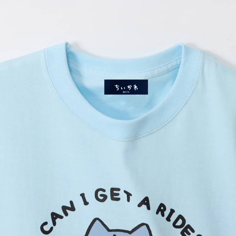 ちいかわらんど Tシャツ ハチワレ 乗れる？ ライトブルー - Image 2