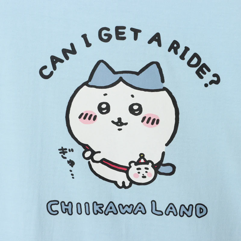 ちいかわらんど Tシャツ ハチワレ 乗れる？ ライトブルー - Image 3