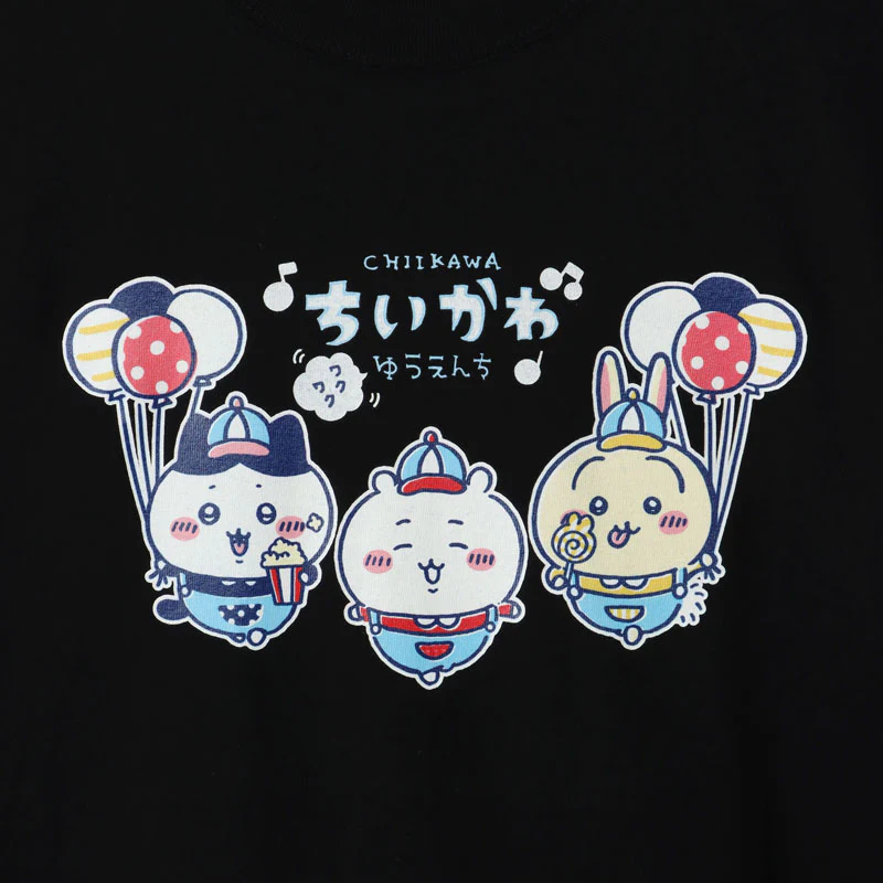 ちいかわ ワクワクゆうえんち Tシャツ メインロゴ ブラック - Image 7
