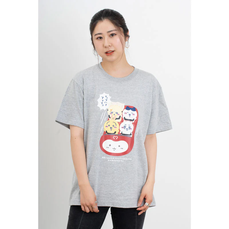 ちいかわ ワクワクゆうえんち Tシャツ ジェットコースター 杢グレー - Image 3