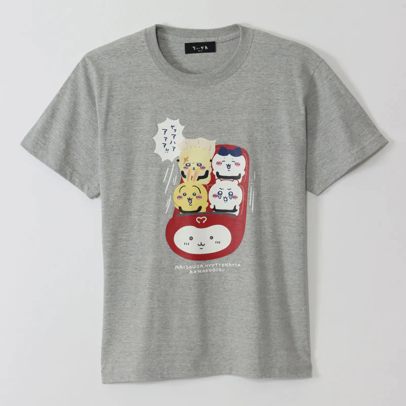ちいかわ ワクワクゆうえんち Tシャツ ジェットコースター 杢グレー - Image 4
