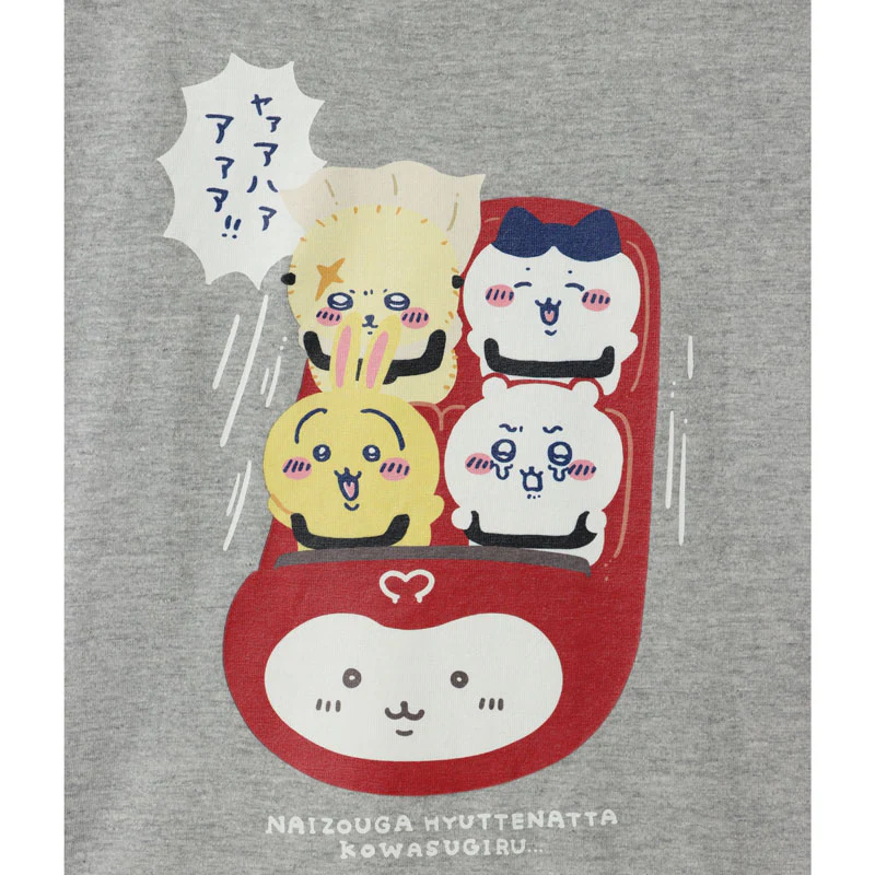 ちいかわ ワクワクゆうえんち Tシャツ ジェットコースター 杢グレー - Image 7
