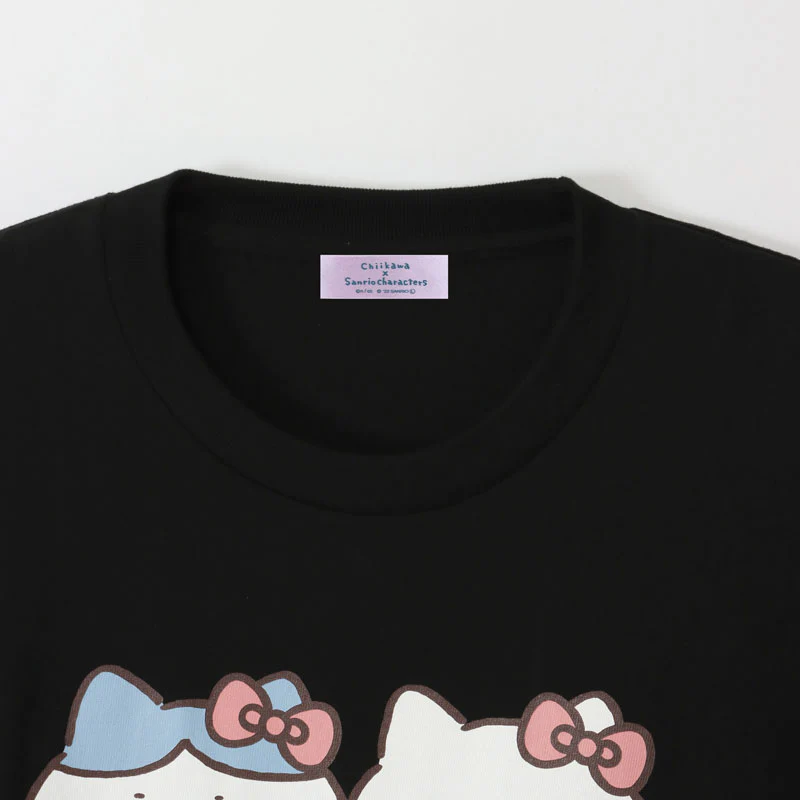 ちいかわ×サンリオキャラクターズ ビックTシャツ ハチワレ×ハローキティ ブラック - Image 6