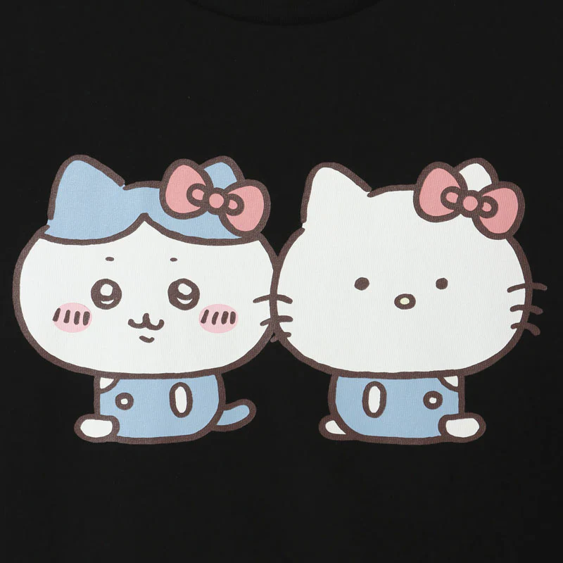 ちいかわ×サンリオキャラクターズ ビックTシャツ ハチワレ×ハローキティ ブラック - Image 7