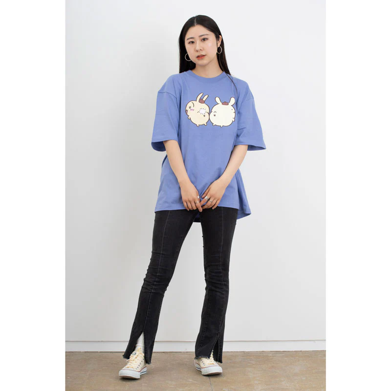 ちいかわ×サンリオキャラクターズ ビックTシャツ うさぎ×ポムポムプリン ダスティブルー - Image 2