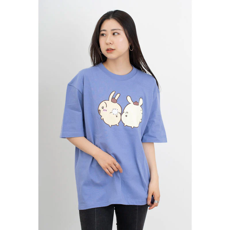 ちいかわ×サンリオキャラクターズ ビックTシャツ うさぎ×ポムポムプリン ダスティブルー - Image 3