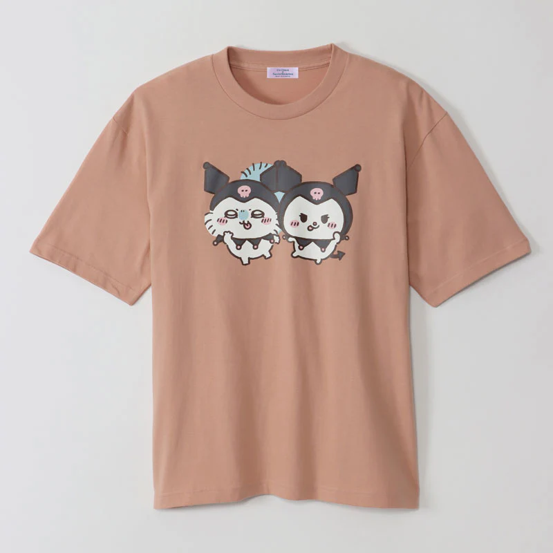 ちいかわ×サンリオキャラクターズ ビックTシャツ モモンガ×クロミ ダスティピンク - Image 4