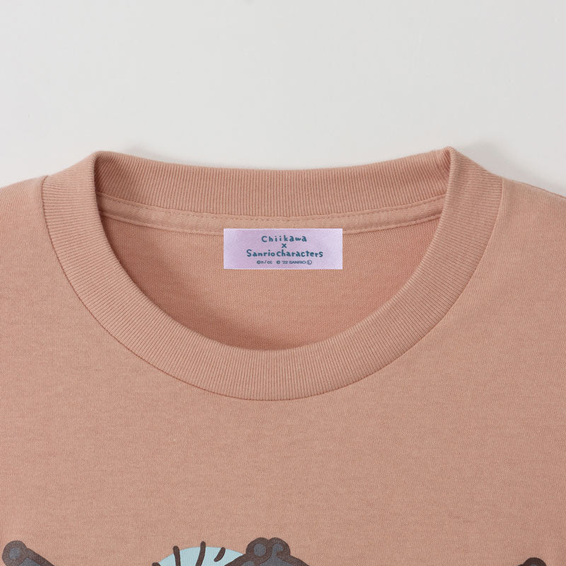 ちいかわ×サンリオキャラクターズ ビックTシャツ モモンガ×クロミ ダスティピンク - Image 6