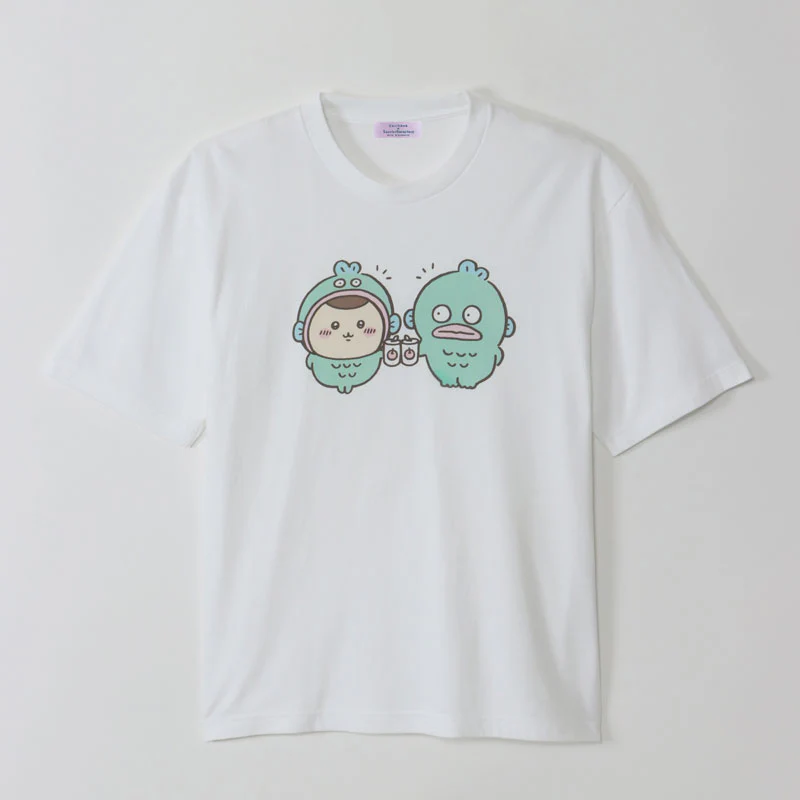 ちいかわ×サンリオキャラクターズ ビックTシャツ くりまんじゅう×ハンギョドン ホワイト - Image 4