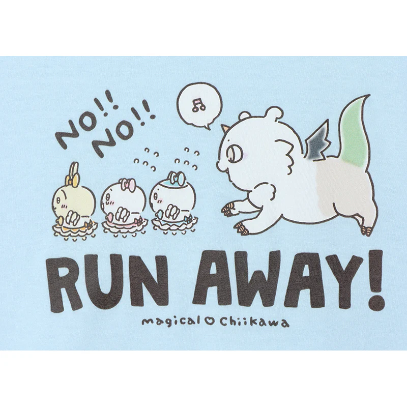 まじかるちいかわ Tシャツ RUN AWAY ライトブルー - Image 3
