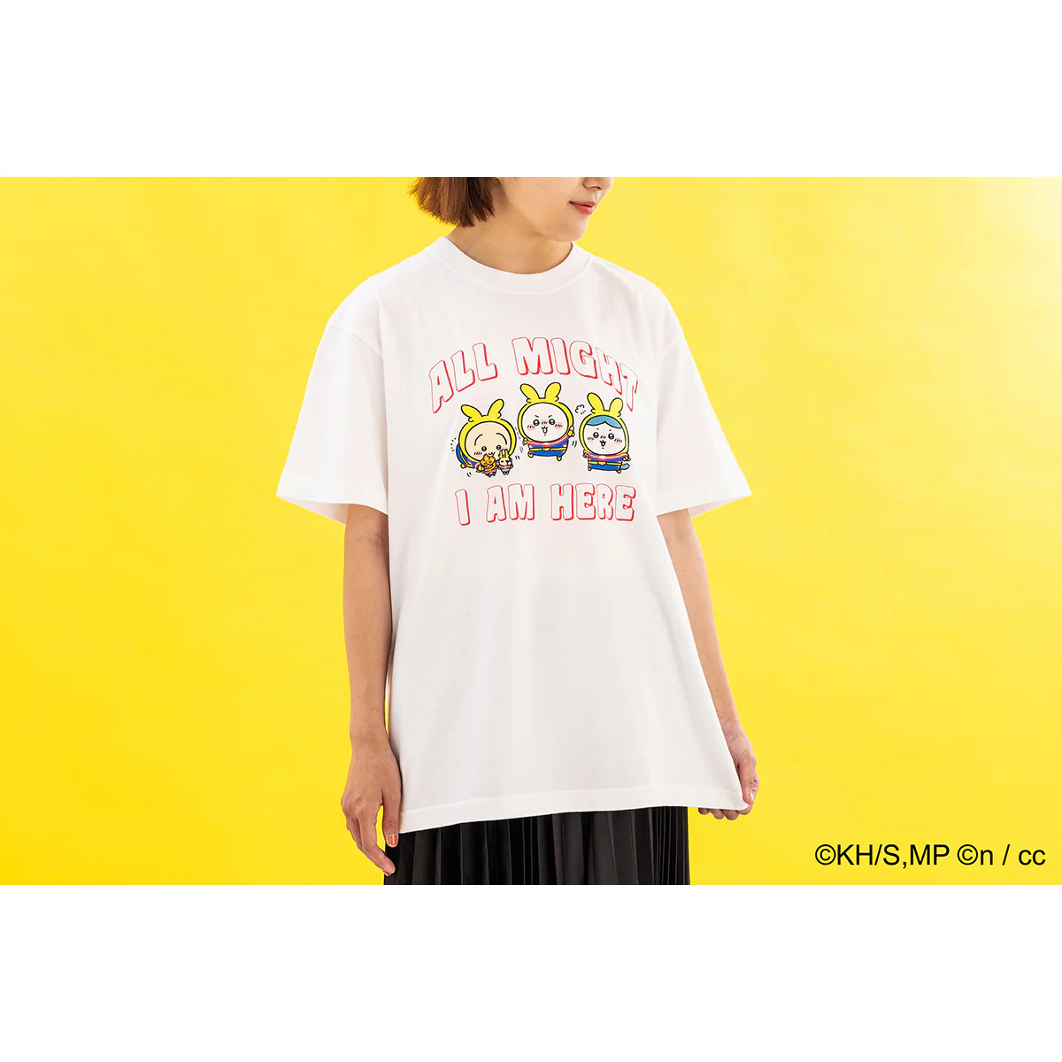 僕のヒーローアカデミア×ちいかわ Tシャツ ALL MIGHT I AM HERE ホワイト - Image 2