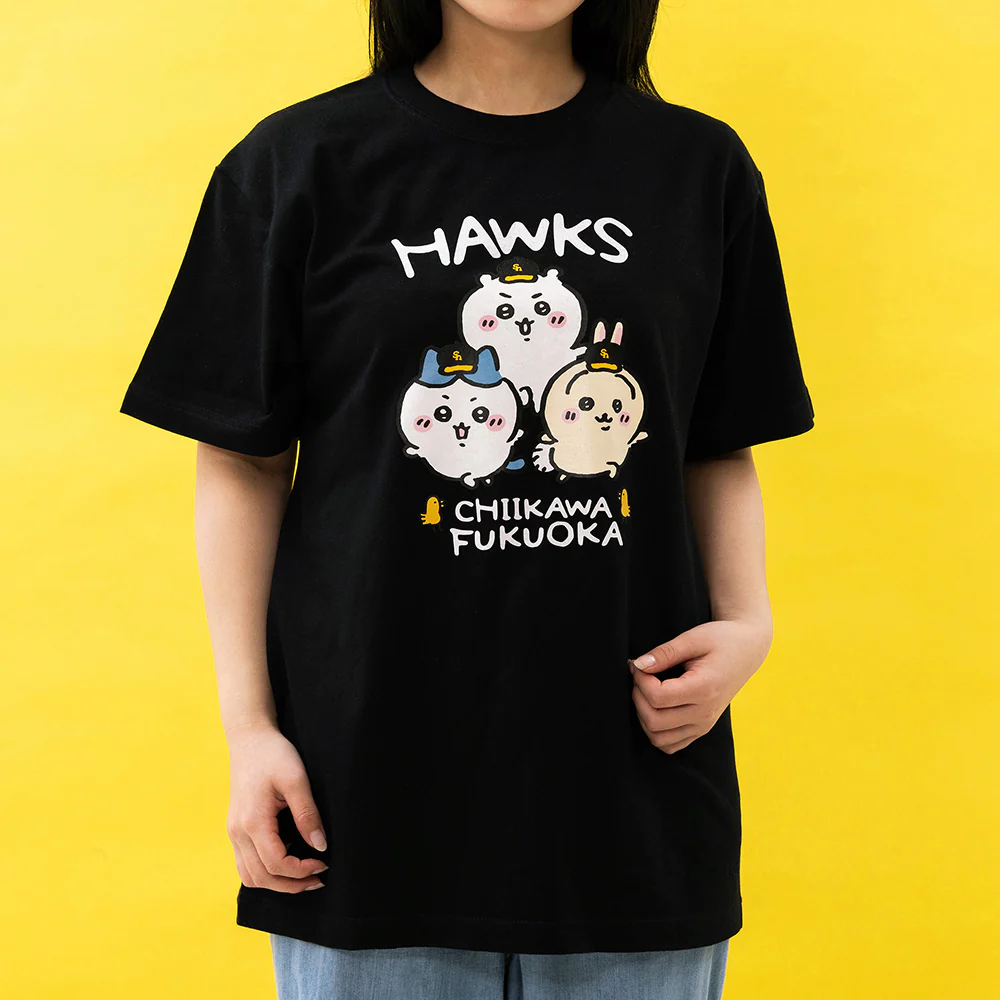 ちいかわ/ホークス Tシャツ 若鷹軍団 ブラック - Image 2