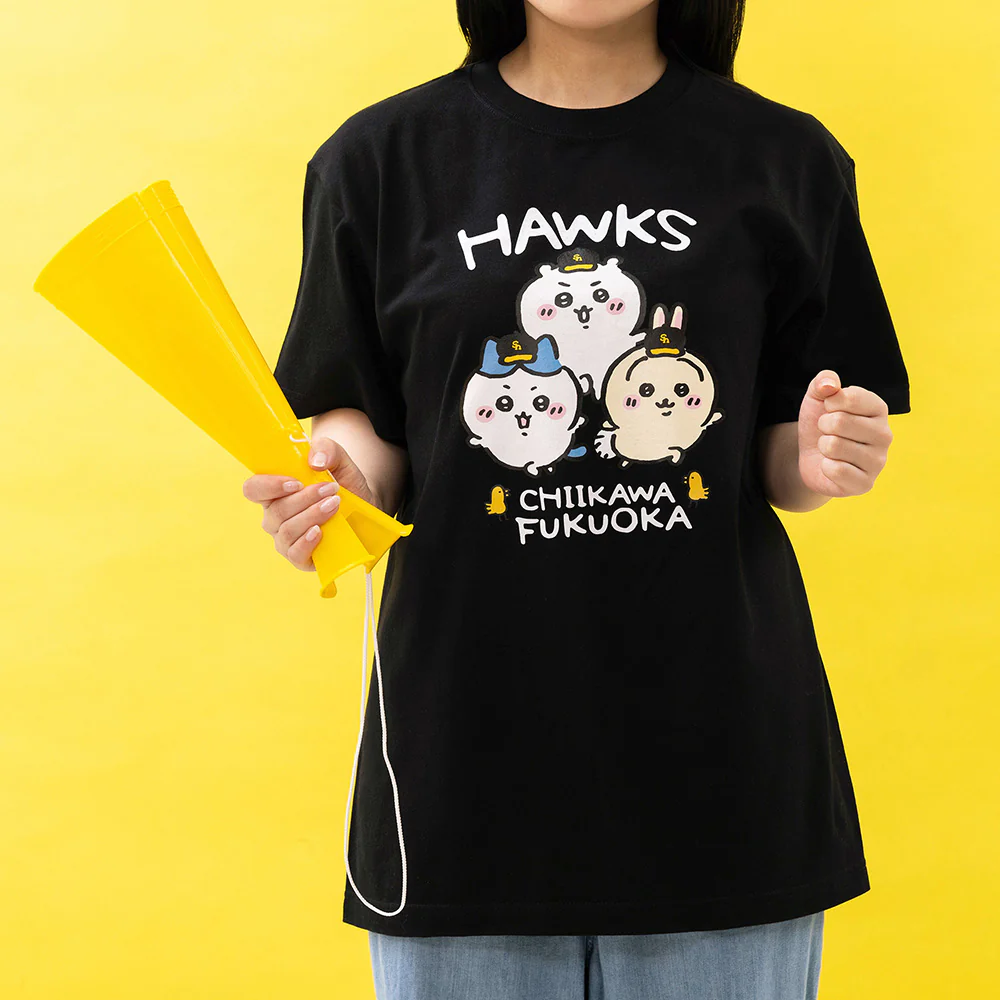 ちいかわ/ホークス Tシャツ 若鷹軍団 ブラック - Image 3