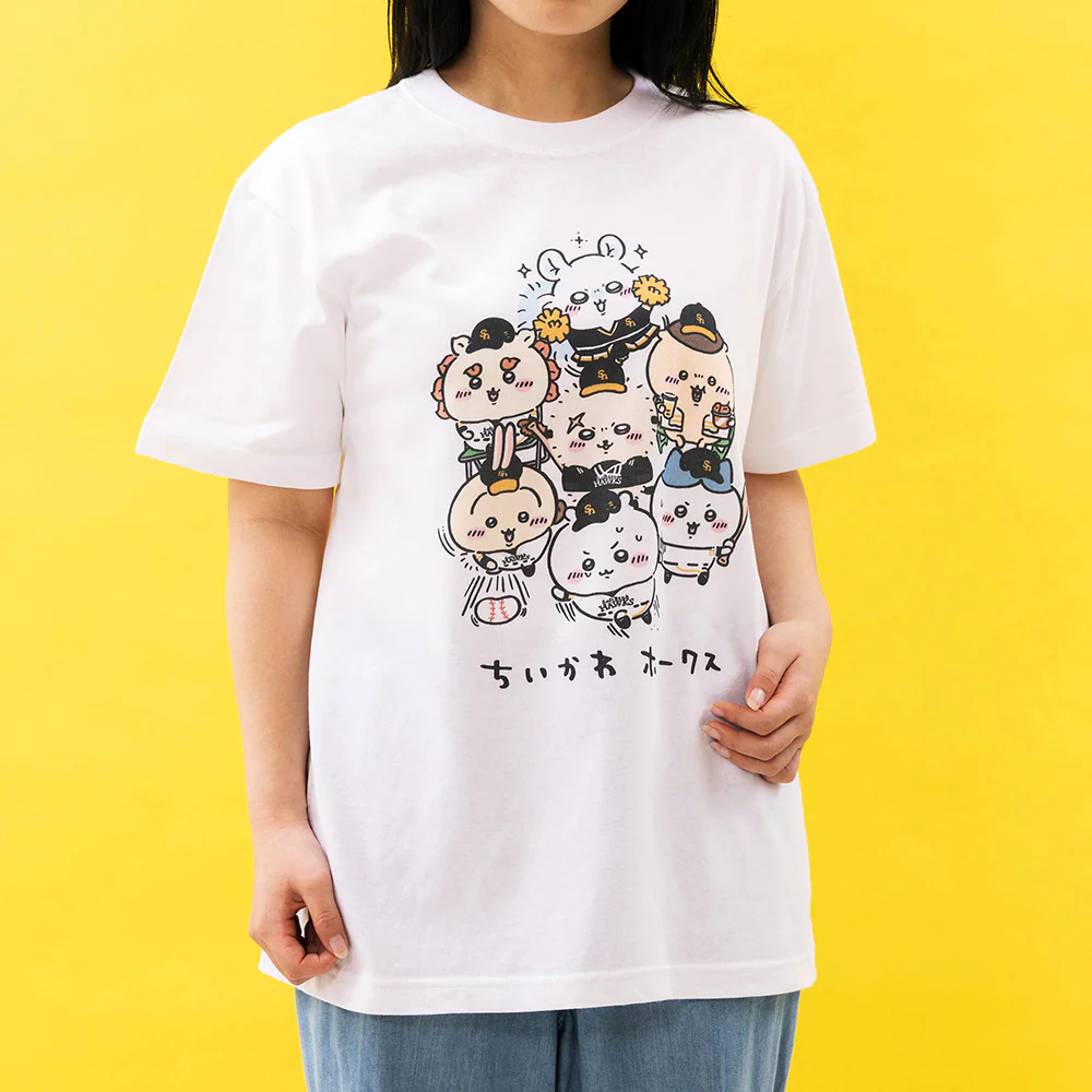 ちいかわ/ホークス Tシャツ オールスター ホワイト - Image 2