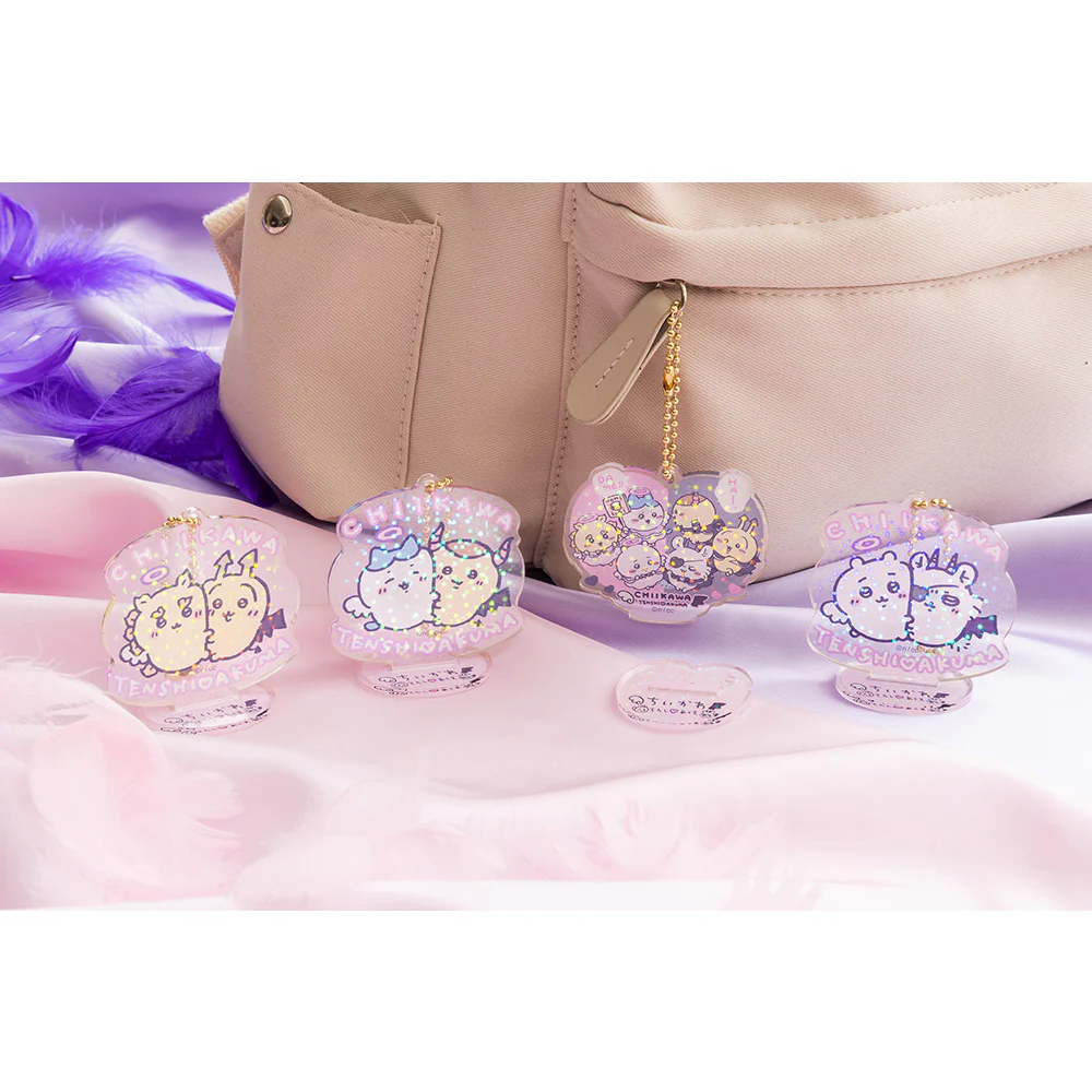 ちいかわ てんし♡あくま アクスタにもなるホログラムアクリルキーホルダー（ハート） - Image 2