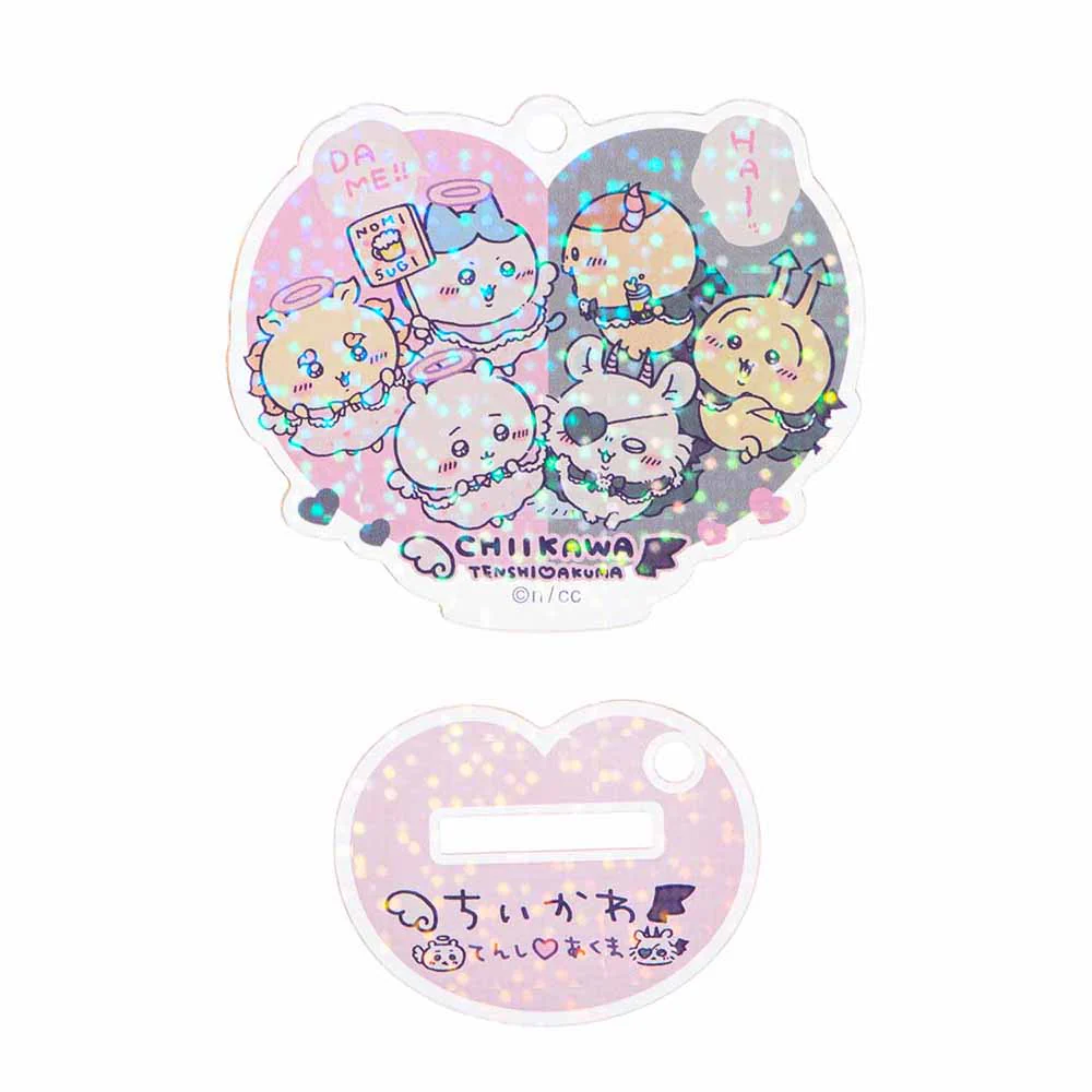 ちいかわ てんし♡あくま アクスタにもなるホログラムアクリルキーホルダー（ハート） - Image 3