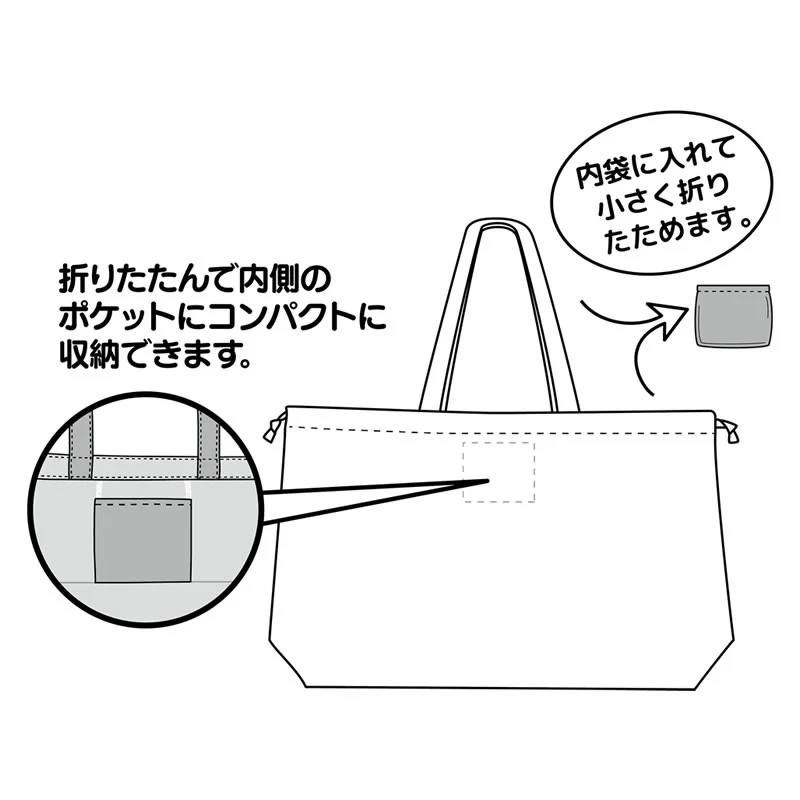 ちいかわ バッグカバーにもなる大きな巾着エコバッグ（チラシ柄） - Image 10