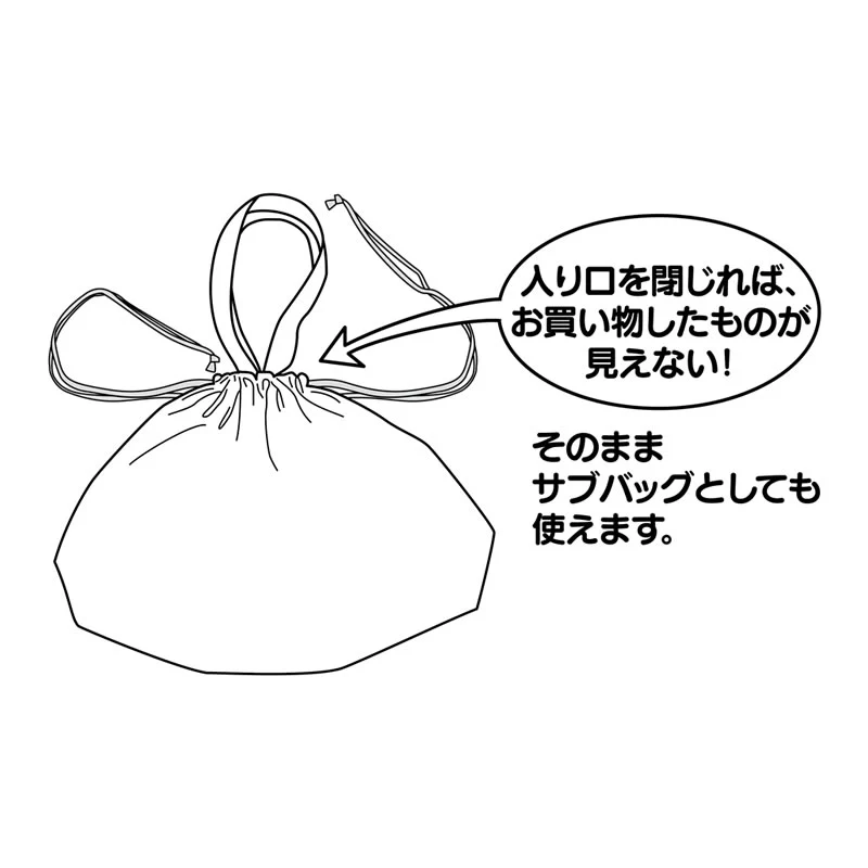 ちいかわ バッグカバーにもなる大きな巾着エコバッグ（チラシ柄） - Image 9