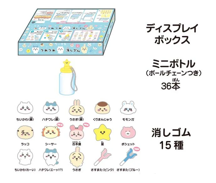 ちいかわ つめつめ消しゴム2 1BOX ボトル36本入 - Image 5